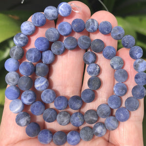 Blue Sodalite 6mm round matte natural gemstone beads 15" strand - Oz Beads 