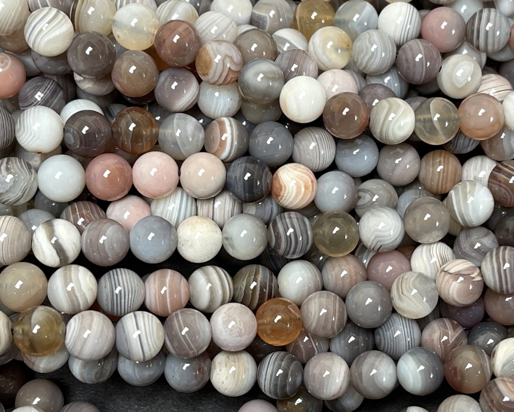 Botswana Agate 6mm round natural gemstone beads 15.5" strand
