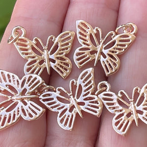 Butterfly charm 18x19mm 14K Rose Gold plated metal alloy pendant - Oz Beads 