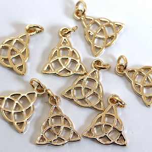 Celtic Trinity Knot charm 16x14mm 14K Gold plated metal alloy pendant - Oz Beads 