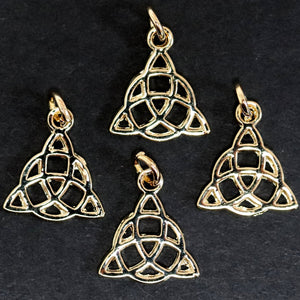 Celtic Trinity Knot charm 16x14mm 14K Gold plated metal alloy pendant - Oz Beads 