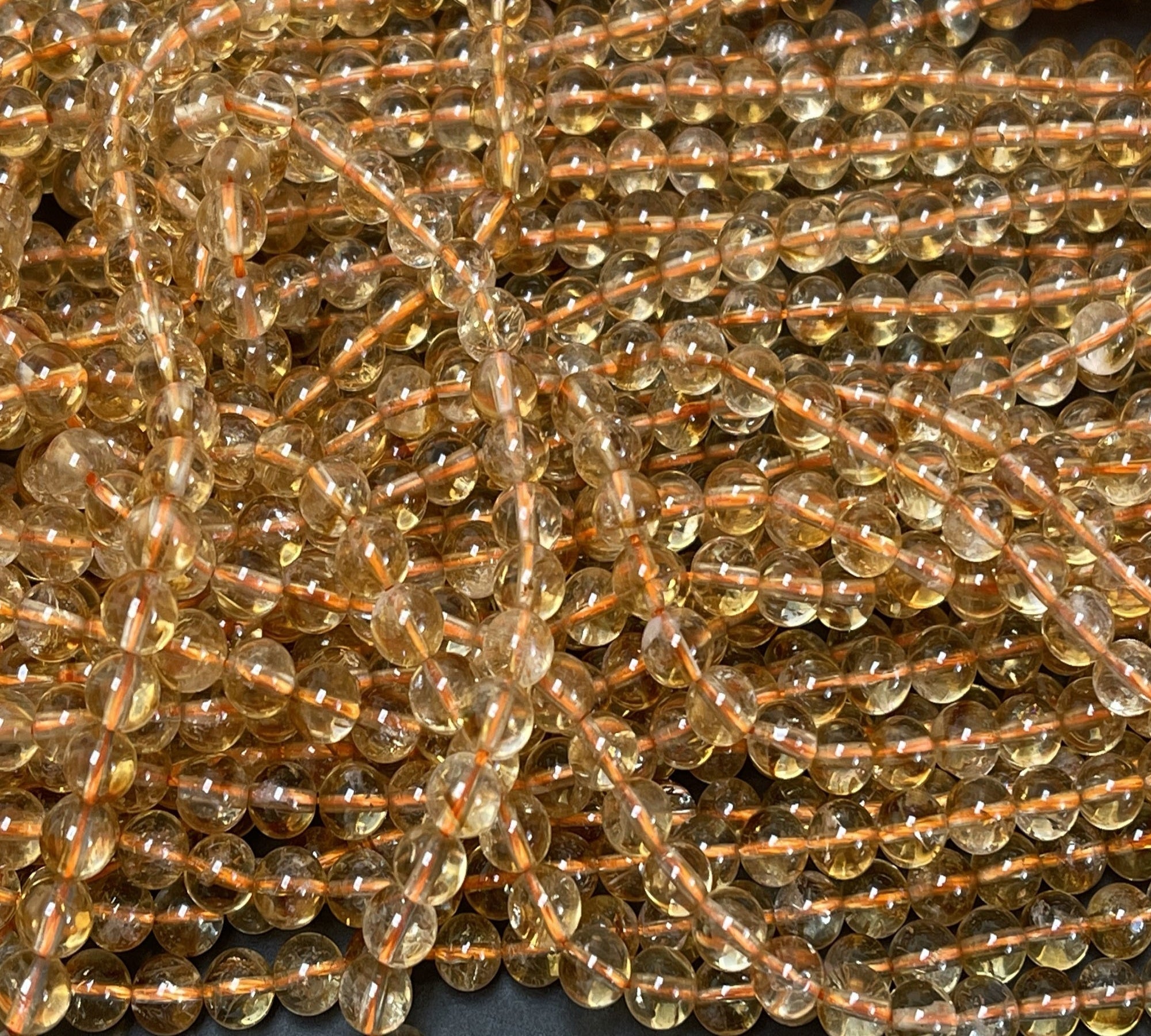 Citrine 6mm round natural gemstone beads 15.5" strand - Oz Beads 