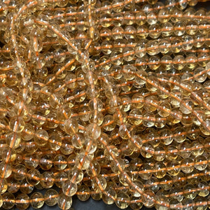 Citrine 6mm round natural gemstone beads 15.5" strand - Oz Beads 
