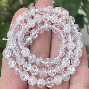 Cracked Quartz 6mm round natural rock crystal beads 15" strand - Oz Beads 