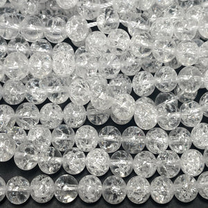 Cracked Quartz 6mm round natural rock crystal beads 15" strand - Oz Beads 