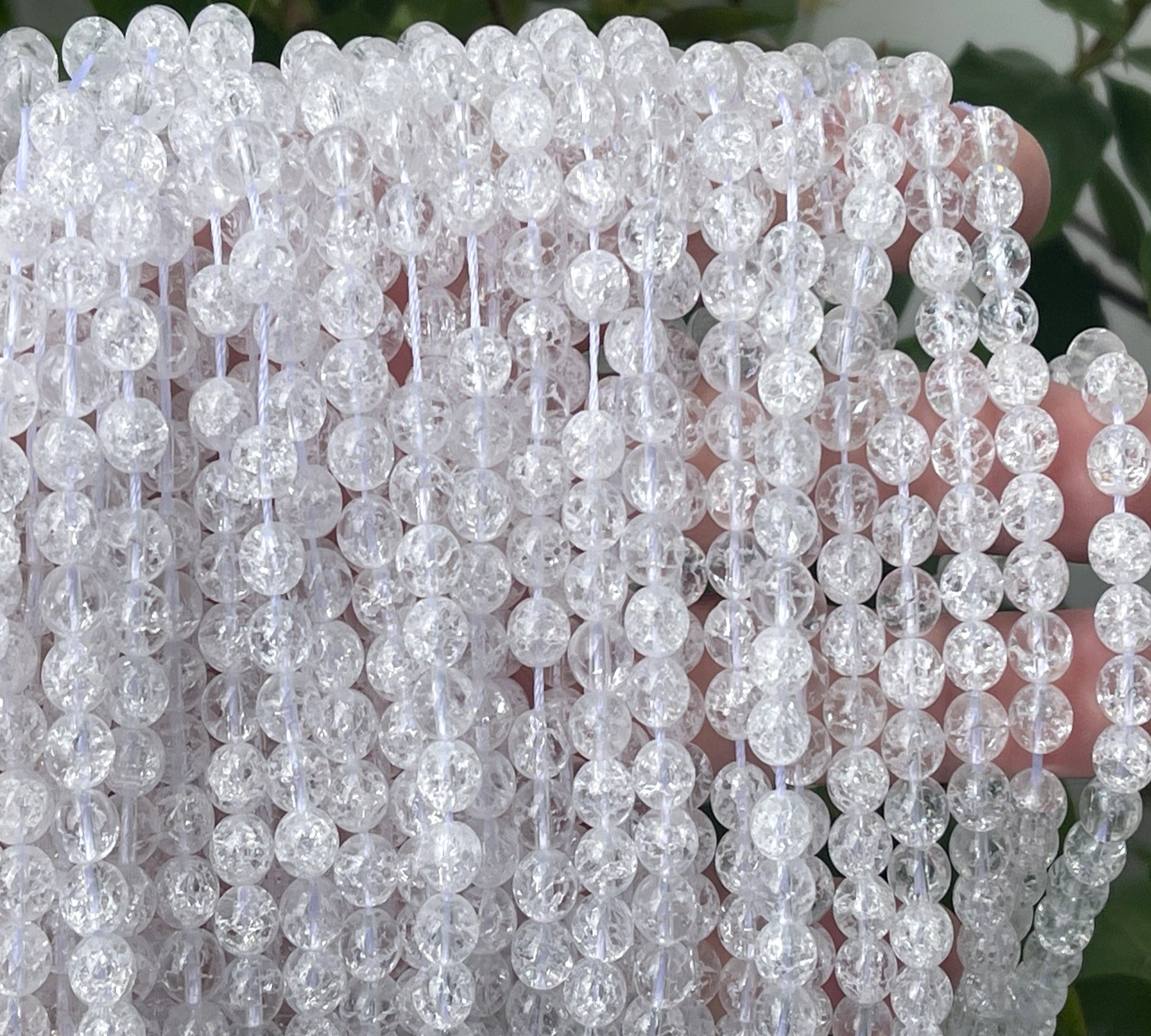 Cracked Quartz 6mm round natural rock crystal beads 15" strand - Oz Beads 