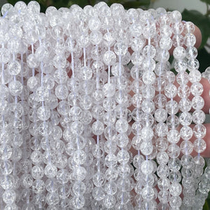 Cracked Quartz 6mm round natural rock crystal beads 15" strand - Oz Beads 