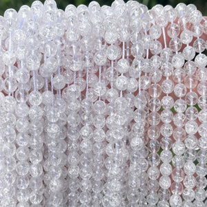 Cracked Quartz 6mm round natural rock crystal beads 15" strand - Oz Beads 