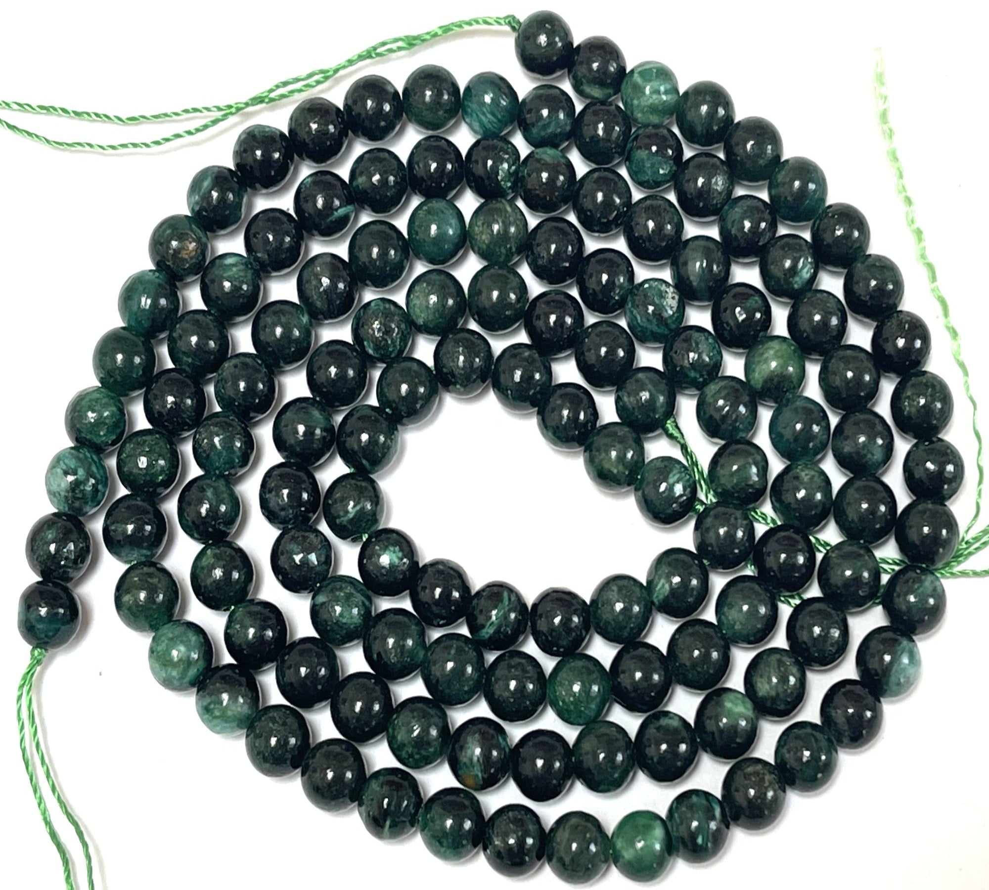 Dark Green Emerald 6mm round natural gemstone beads 15.5" strand - Oz Beads 
