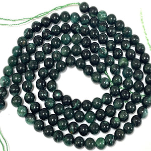 Dark Green Emerald 6mm round natural gemstone beads 15.5" strand - Oz Beads 