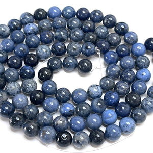 Dumortierite 8mm round natural gemstone beads 15" strand - Oz Beads 