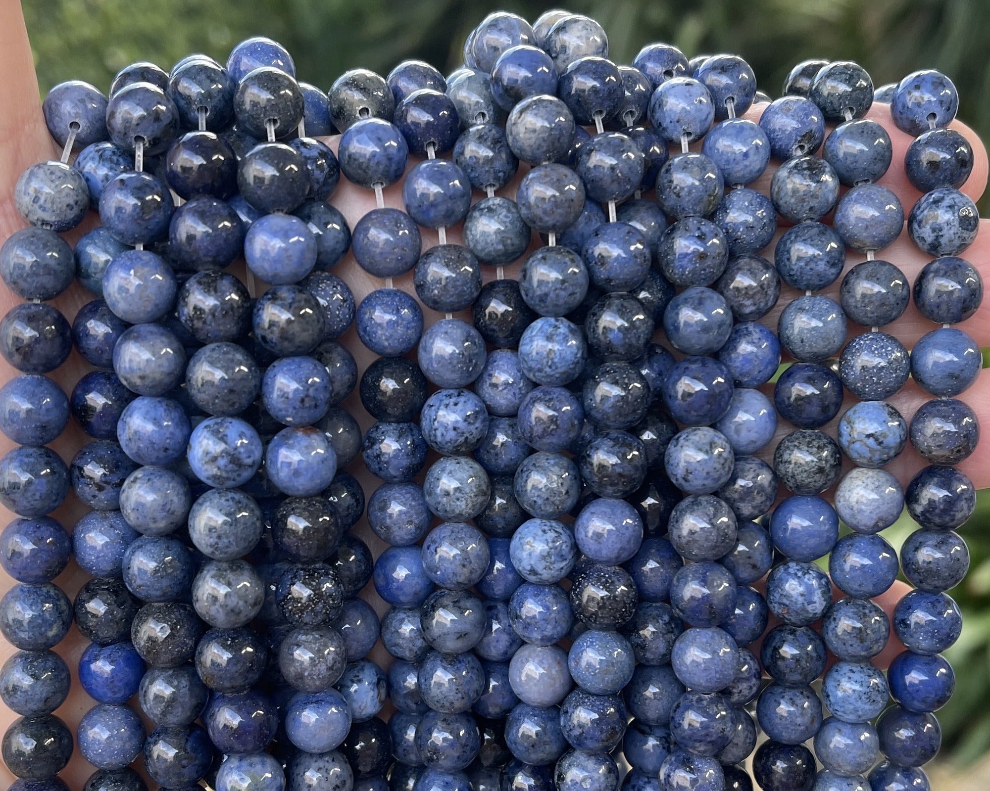 Dumortierite 8mm round natural gemstone beads 15" strand - Oz Beads 