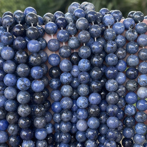 Dumortierite 8mm round natural gemstone beads 15" strand - Oz Beads 