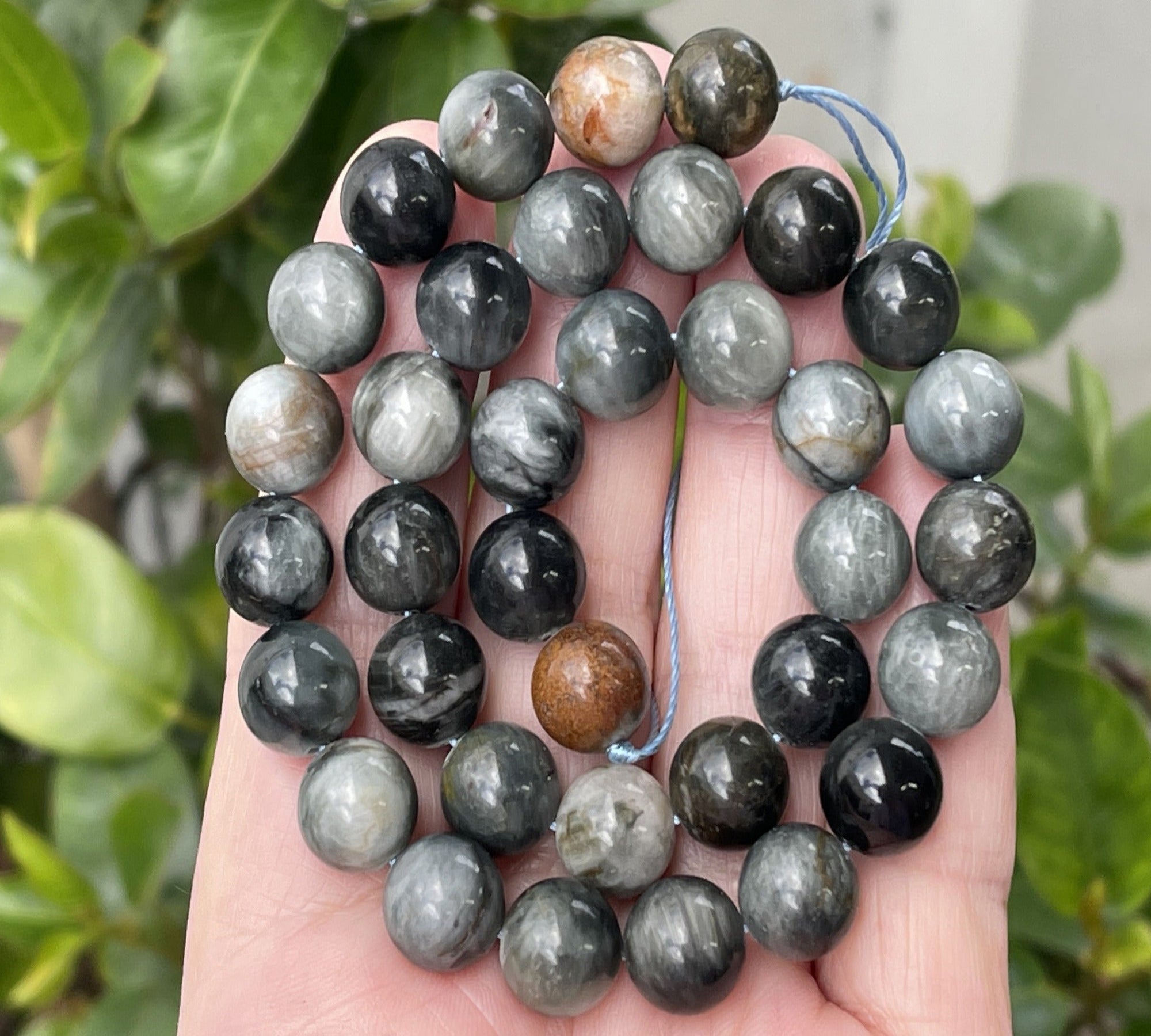 Eagle Eye 10mm round natural gemstone beads 15.5" strand - Oz Beads 