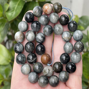 Eagle Eye 10mm round natural gemstone beads 15.5" strand - Oz Beads 