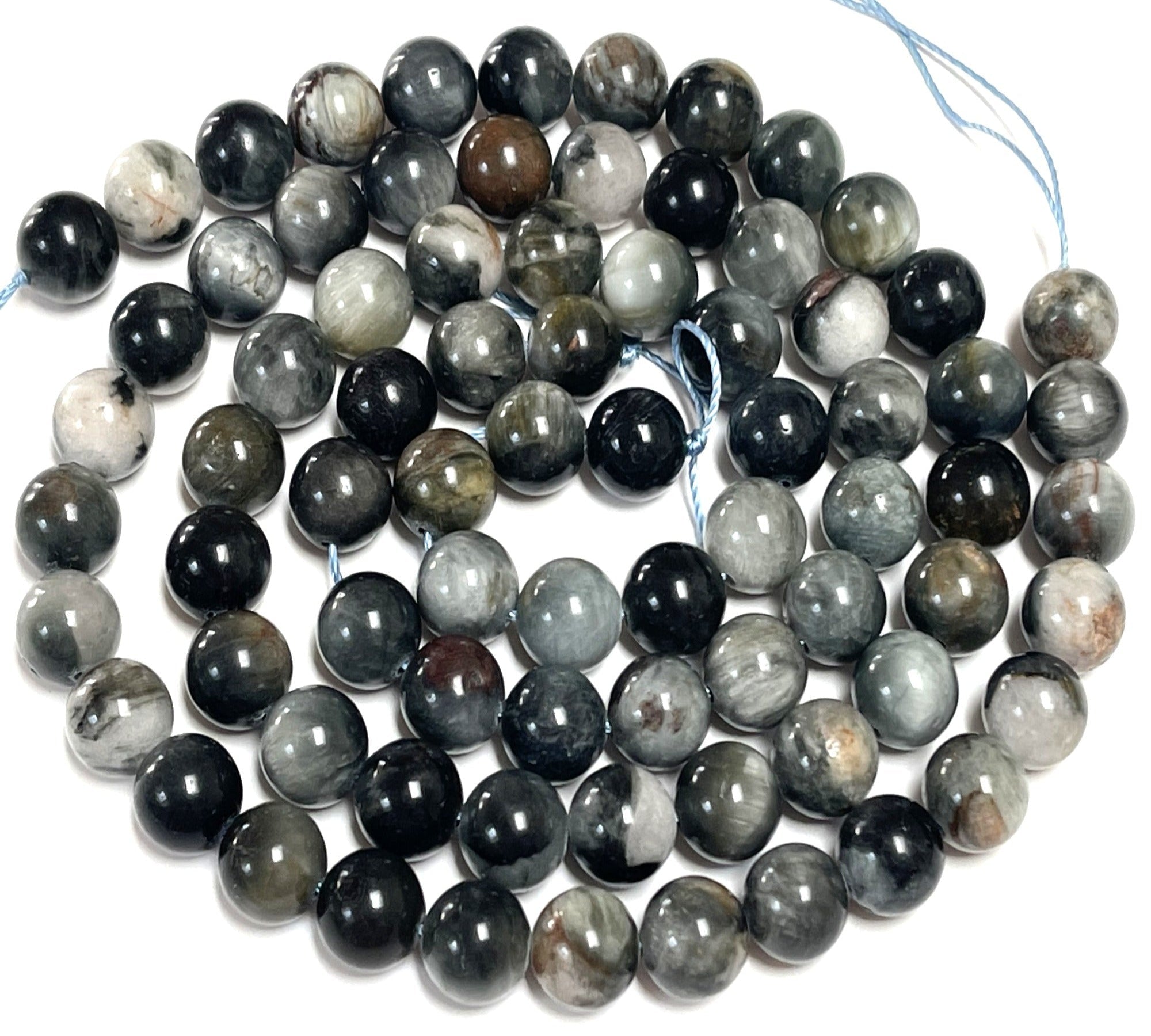 Eagle Eye 10mm round natural gemstone beads 15.5" strand - Oz Beads 