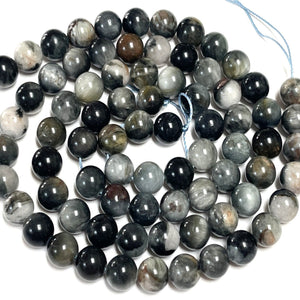 Eagle Eye 10mm round natural gemstone beads 15.5" strand - Oz Beads 