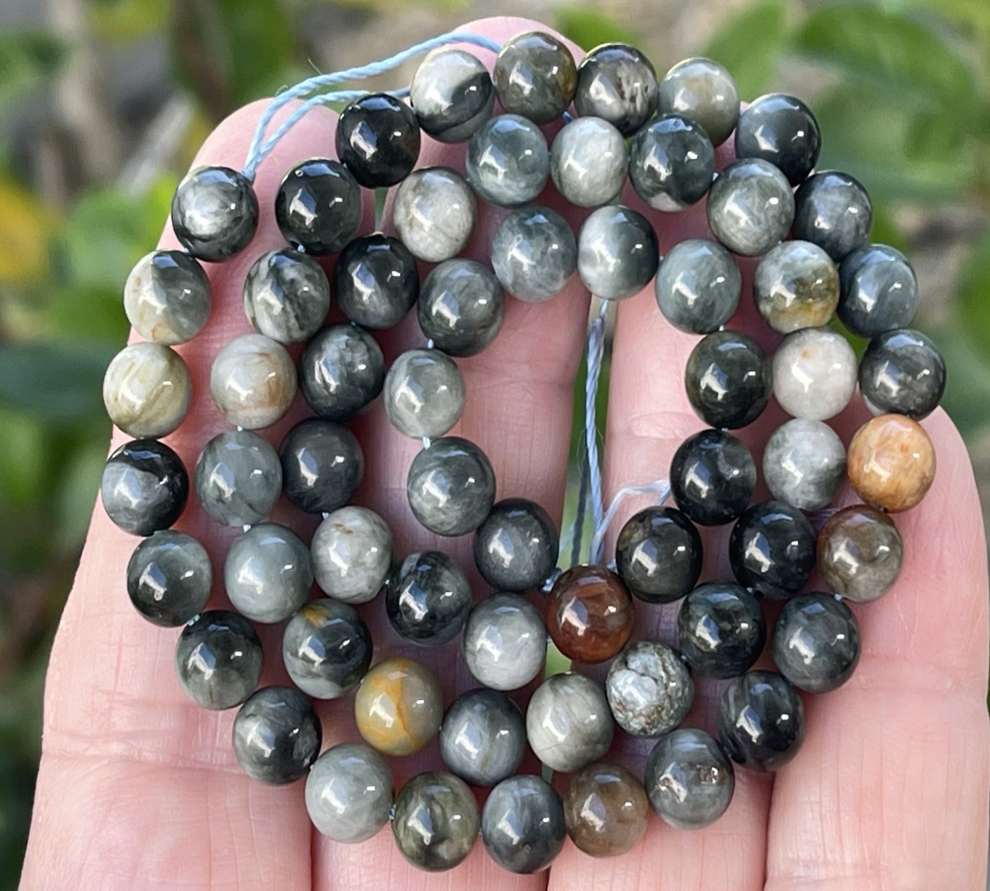Eagle Eye 6mm round natural gemstone beads 15.5" strand - Oz Beads 