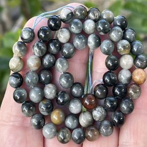 Eagle Eye 6mm round natural gemstone beads 15.5" strand - Oz Beads 