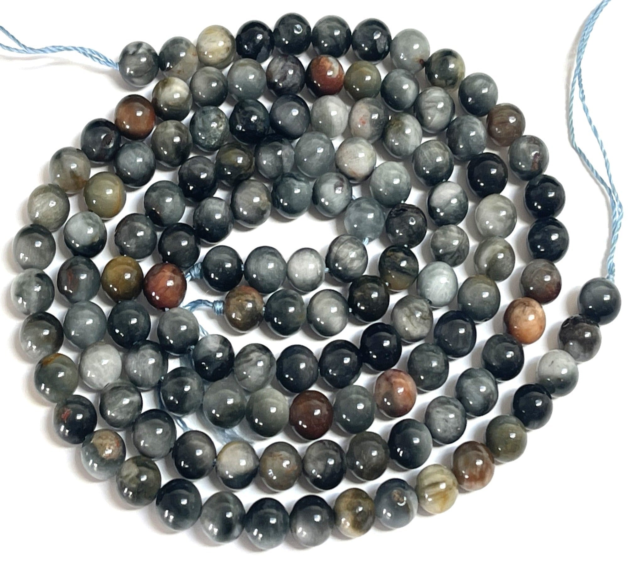 Eagle Eye 6mm round natural gemstone beads 15.5" strand - Oz Beads 