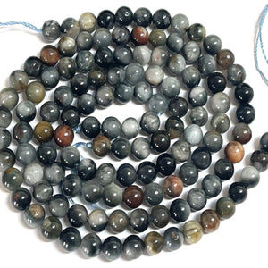 Eagle Eye 6mm round natural gemstone beads 15.5" strand - Oz Beads 