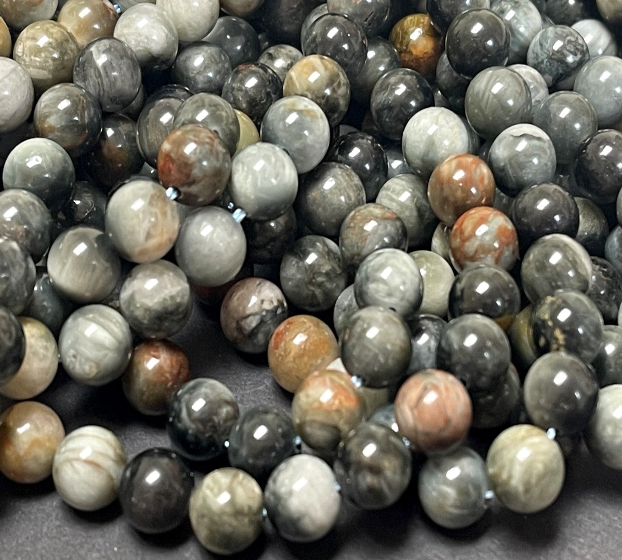 Eagle Eye 8mm round natural gemstone beads 15.5" strand - Oz Beads 