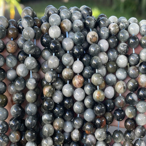 Eagle Eye 8mm round natural gemstone beads 15.5" strand - Oz Beads 