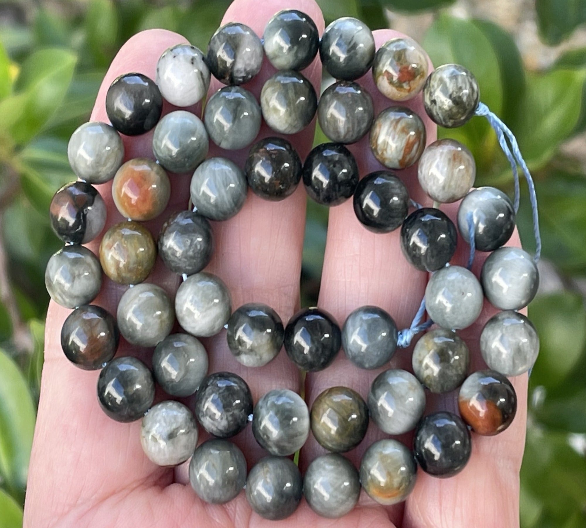 Eagle Eye 8mm round natural gemstone beads 15.5" strand - Oz Beads 