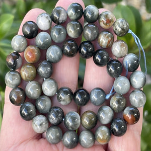 Eagle Eye 8mm round natural gemstone beads 15.5" strand - Oz Beads 
