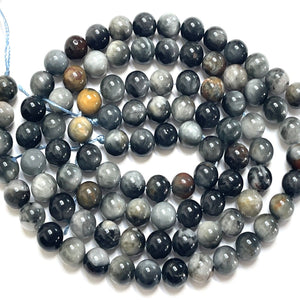Eagle Eye 8mm round natural gemstone beads 15.5" strand - Oz Beads 