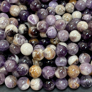 Flower Amethyst 8mm round natural gemstone beads 15.5" strand - Oz Beads 
