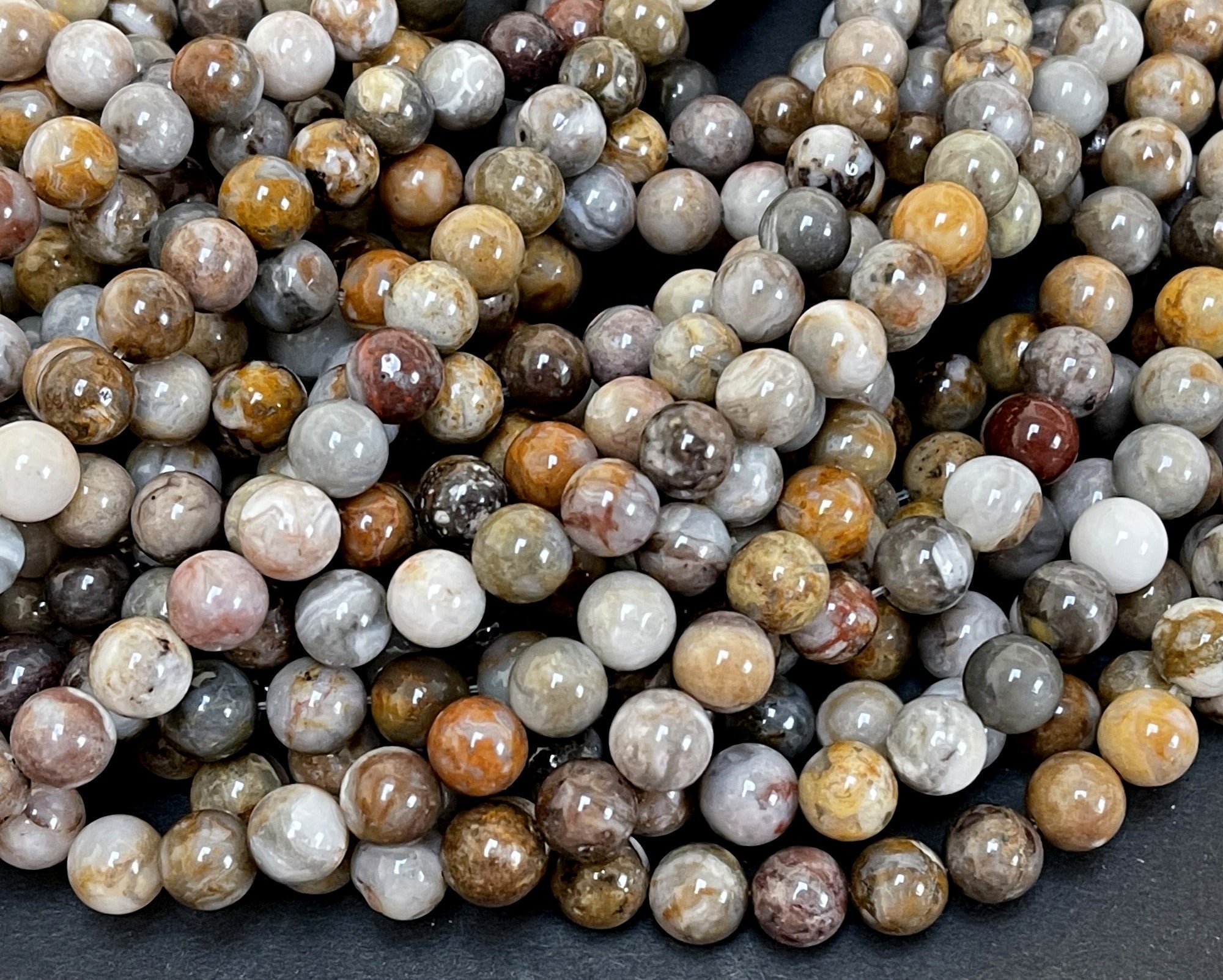 Gobi Agate 6mm round natural gemstone beads 15" strand - Oz Beads 