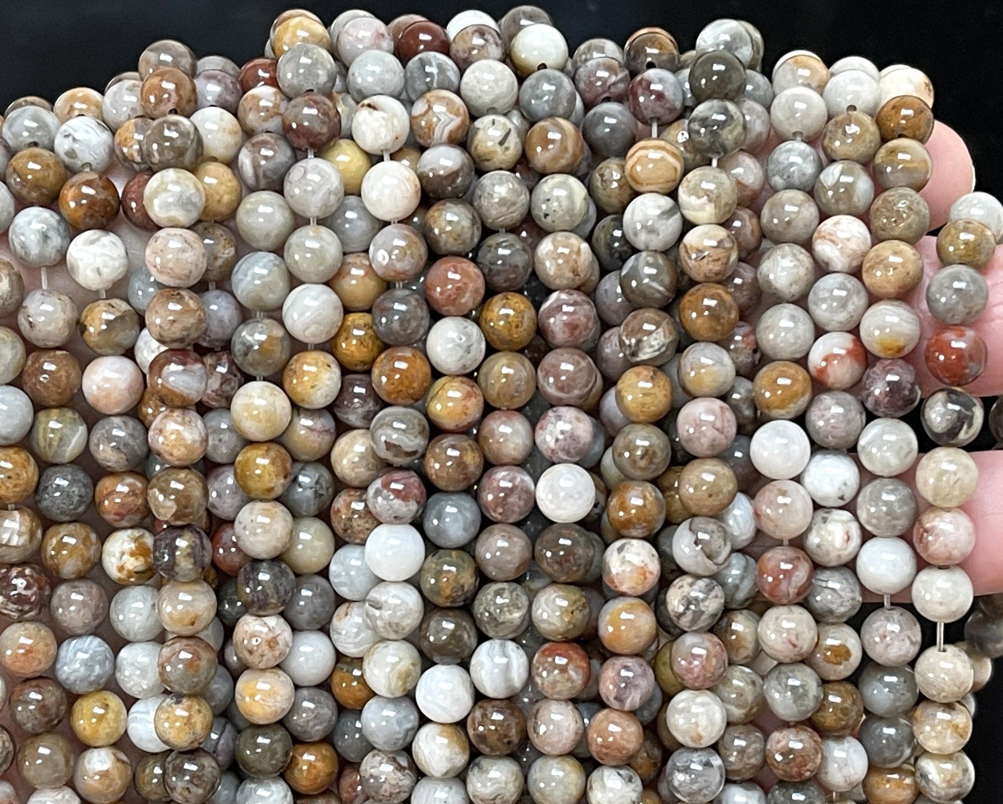 Gobi Agate 6mm round natural gemstone beads 15" strand - Oz Beads 