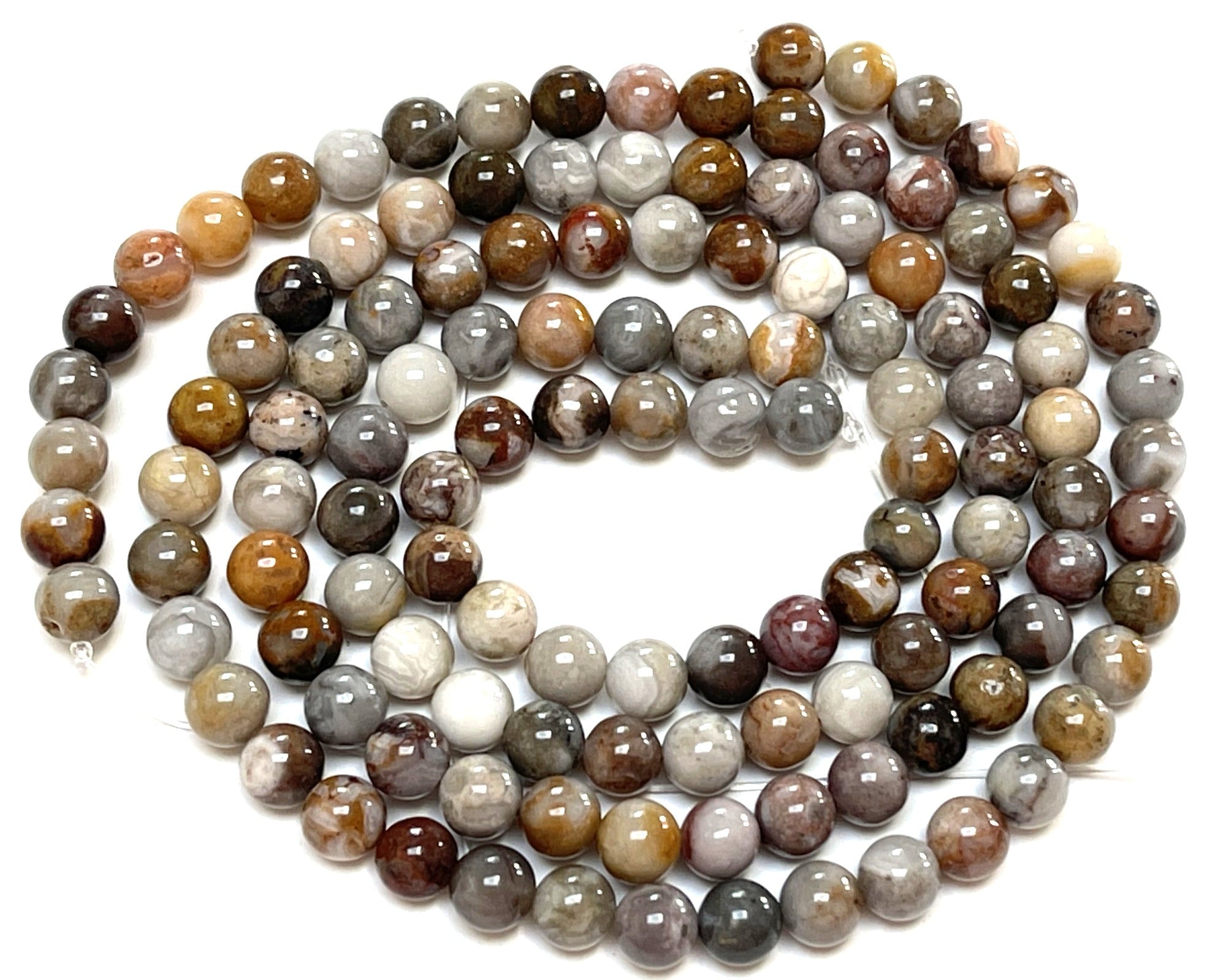 Gobi Agate 6mm round natural gemstone beads 15" strand - Oz Beads 