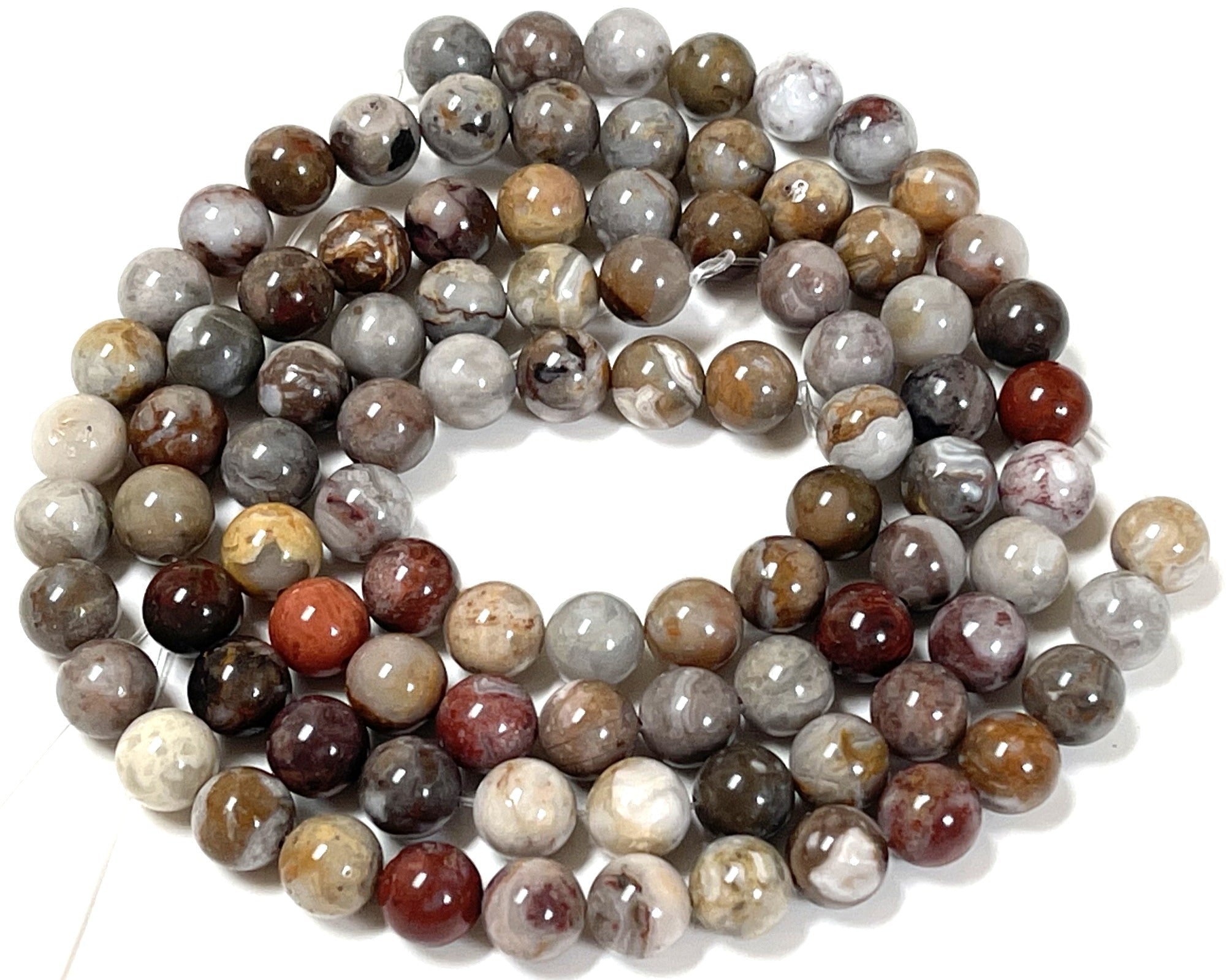 Gobi Agate 8mm round natural gemstone beads 15" strand - Oz Beads 