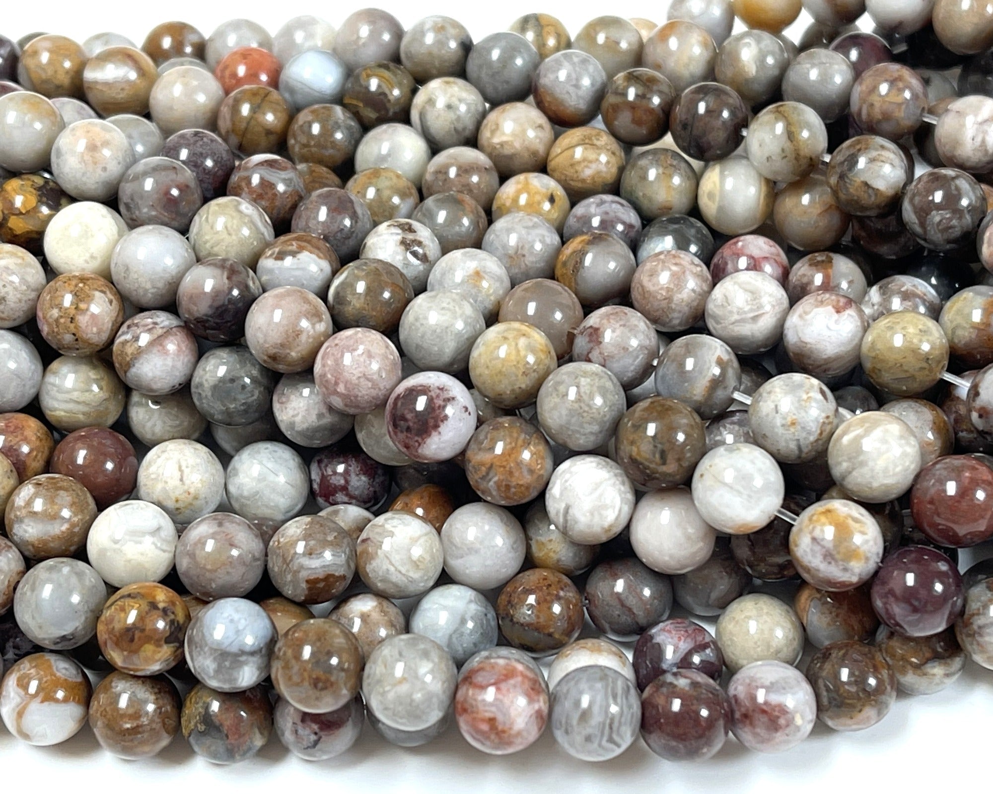 Gobi Agate 8mm round natural gemstone beads 15" strand - Oz Beads 