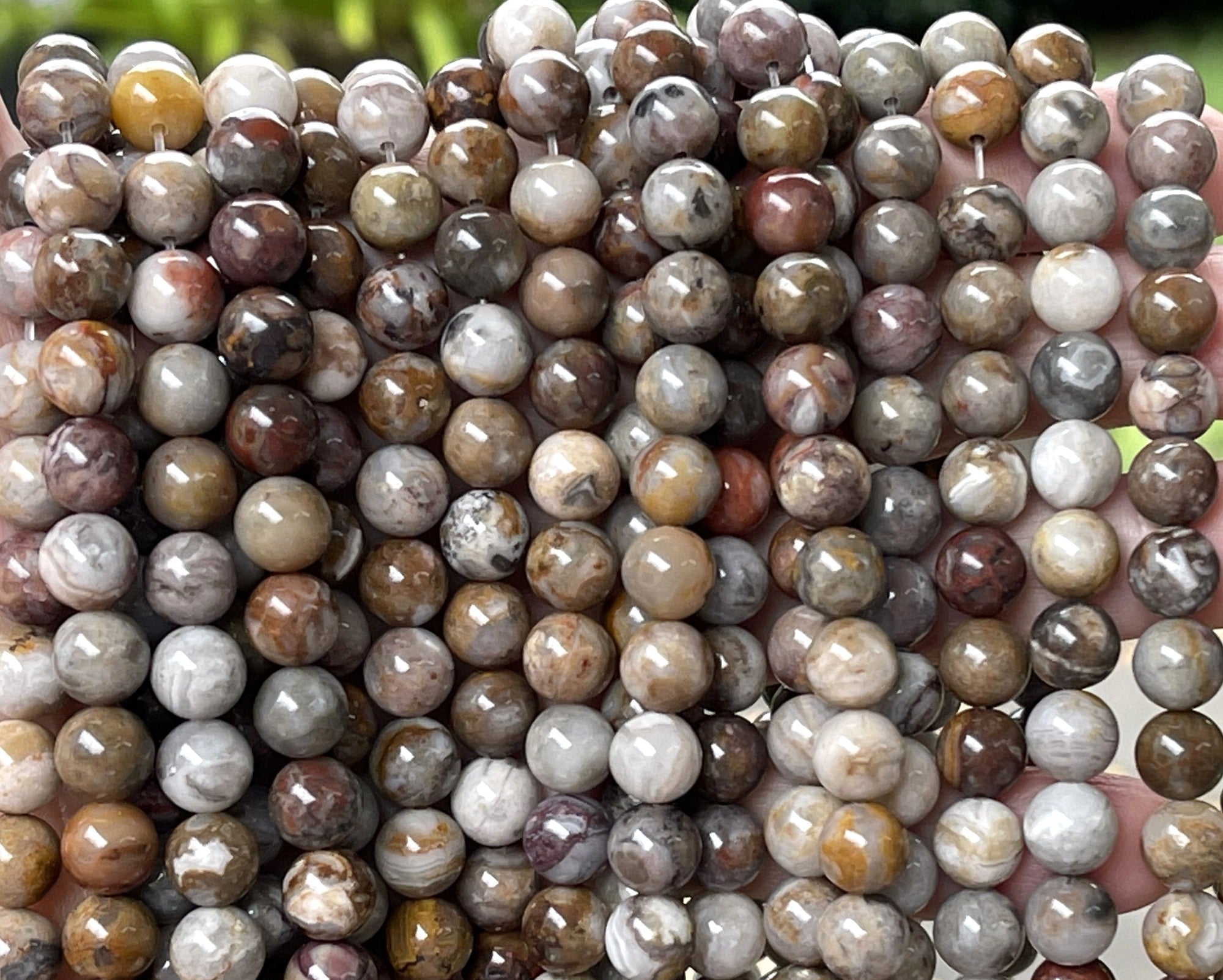 Gobi Agate 8mm round natural gemstone beads 15" strand - Oz Beads 
