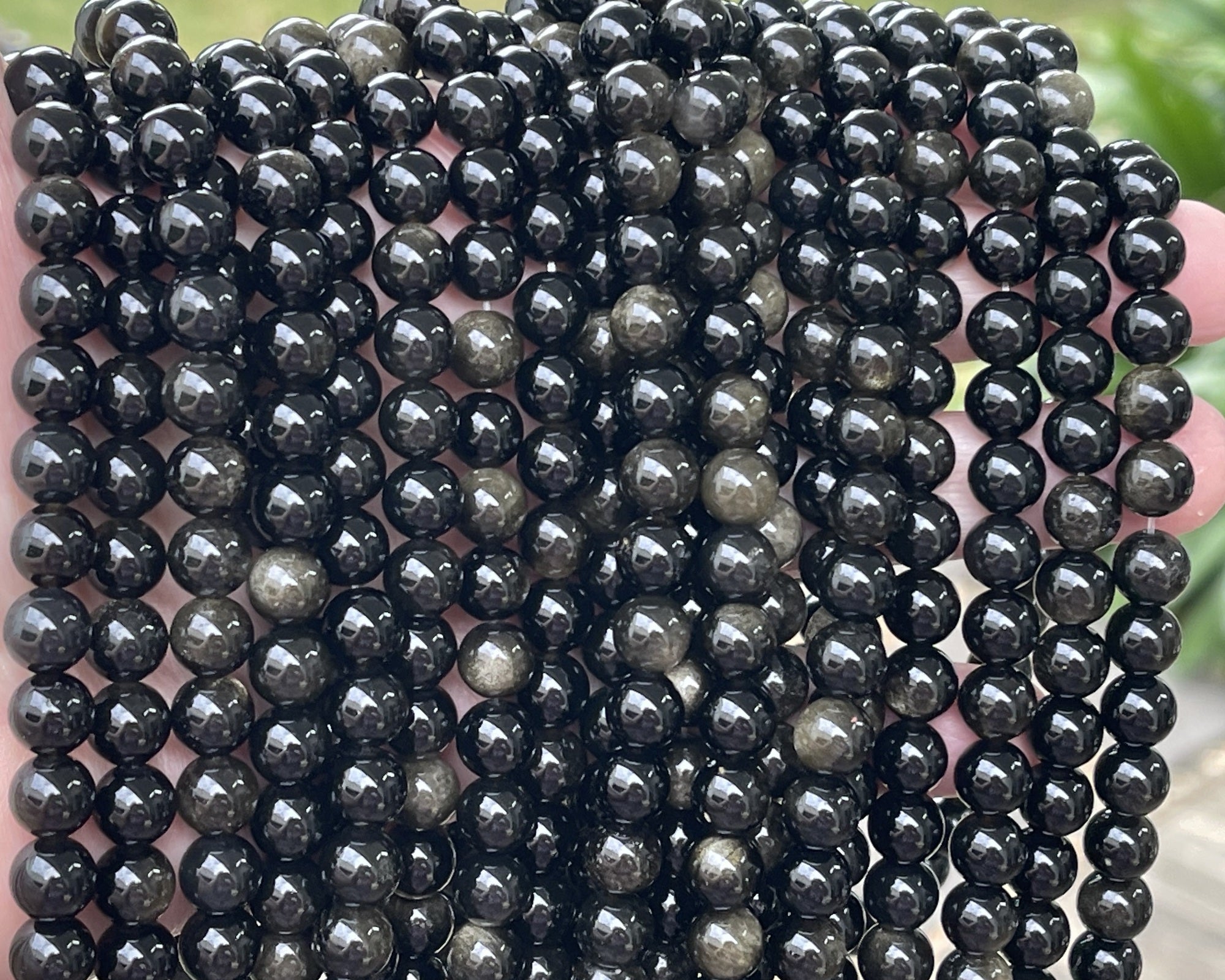 Golden Obsidian 8mm round natural gemstone beads 15" strand - Oz Beads 