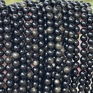 Golden Obsidian 8mm round natural gemstone beads 15" strand - Oz Beads 