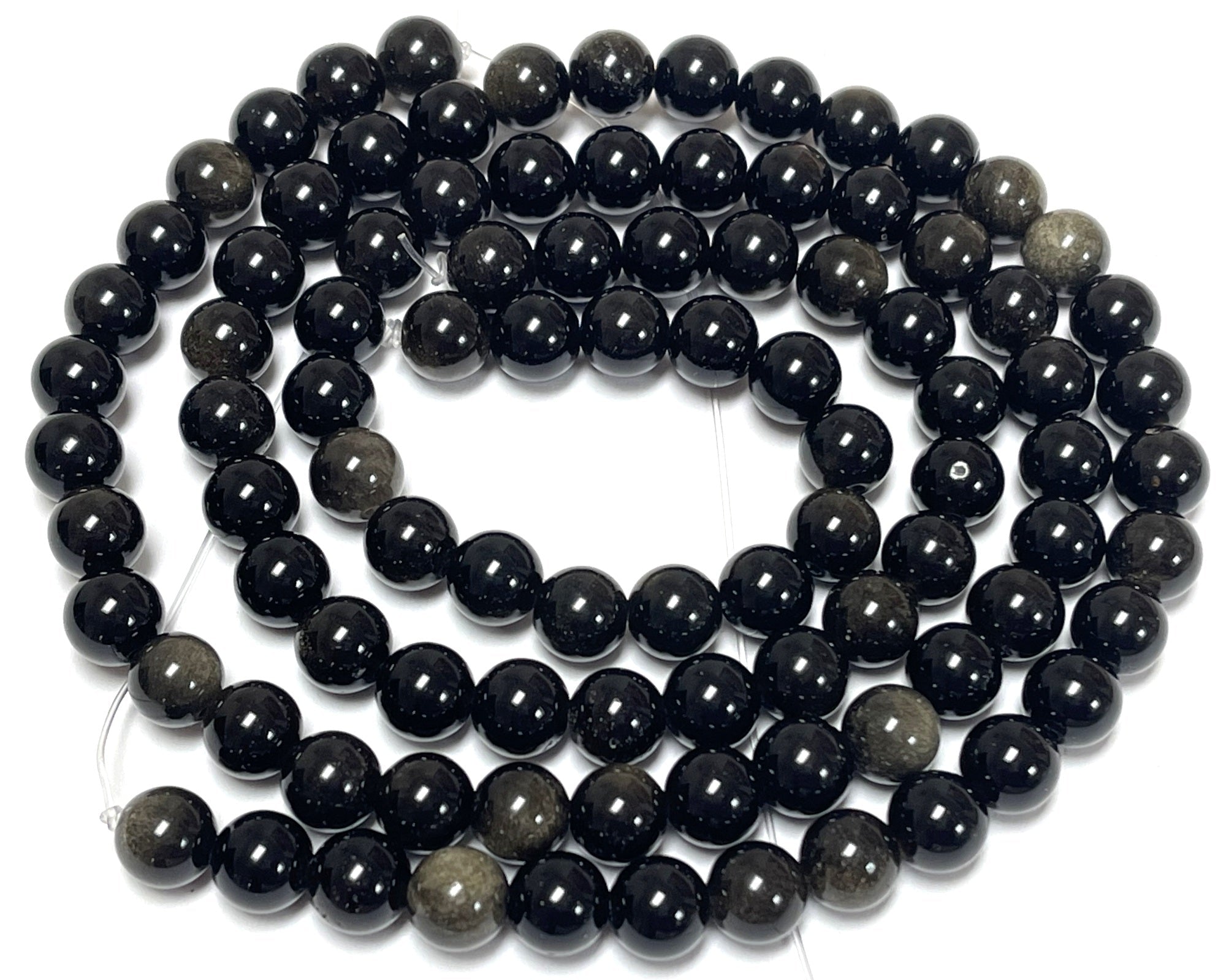 Golden Obsidian 8mm round natural gemstone beads 15" strand - Oz Beads 