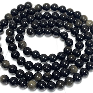 Golden Obsidian 8mm round natural gemstone beads 15" strand - Oz Beads 