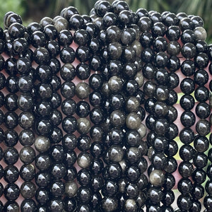 Golden Obsidian 8mm round natural gemstone beads 15" strand - Oz Beads 