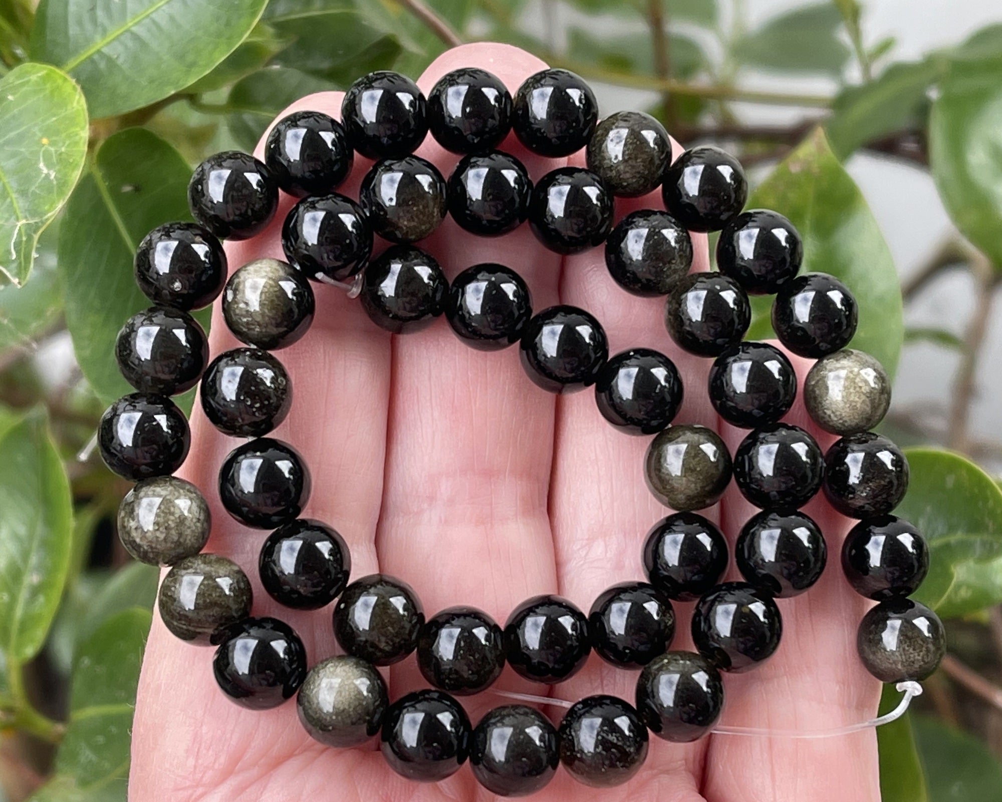 Golden Obsidian 8mm round natural gemstone beads 15" strand - Oz Beads 