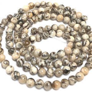 Graphic Feldspar 6mm round natural Zebradorite gemstone beads 15" strand - Oz Beads 