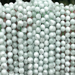 Green Angelite 6mm round natural gemstone beads 15.5" strand - Oz Beads 