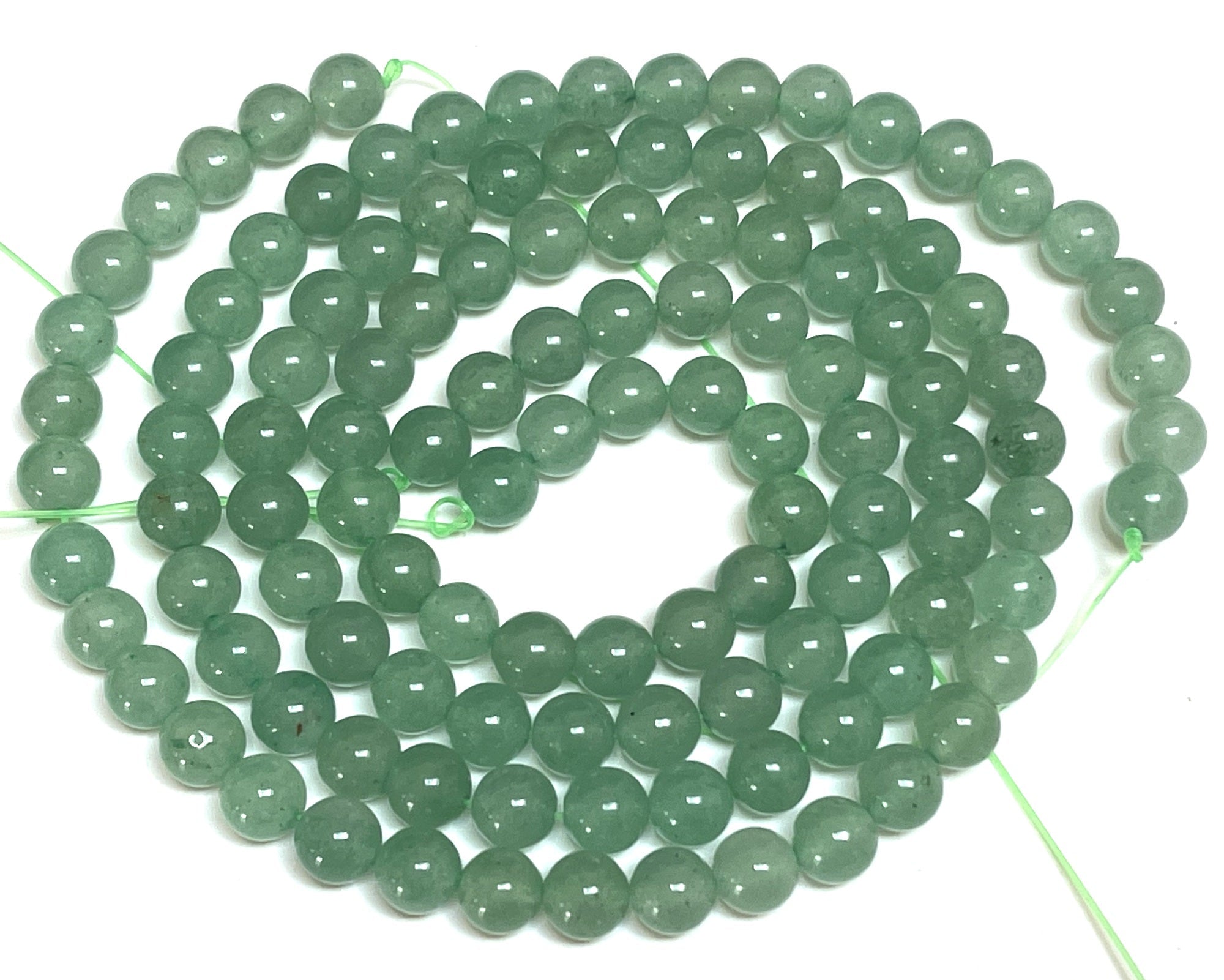 Green Aventurine 6mm round natural gemstone beads 15" strand - Oz Beads 