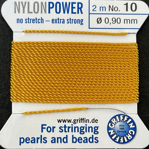Griffin Nylon Power beading cord with needle, size #10 - 0.9mm, 2 metre - Oz Beads 