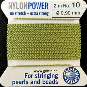 Griffin Nylon Power beading cord with needle, size #10 - 0.9mm, 2 metre - Oz Beads 