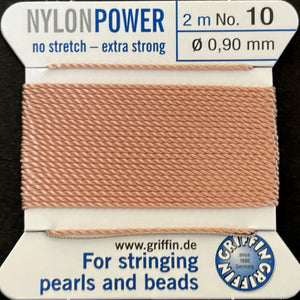 Griffin Nylon Power beading cord with needle, size #10 - 0.9mm, 2 metre - Oz Beads 