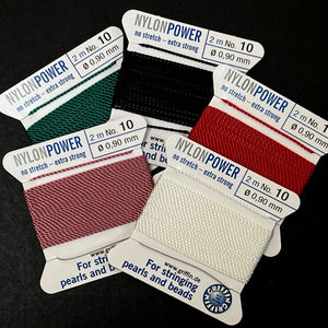 Griffin Nylon Power beading cord with needle, size #10 - 0.9mm, 2 metre - Oz Beads 